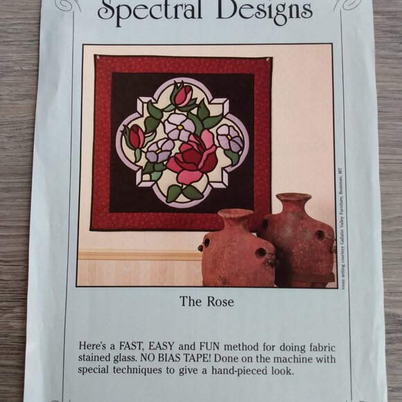 Rose Wall Quilt Sewing Pattern #401 Fabric Stained Glass Quilting - Picture 2 of 8